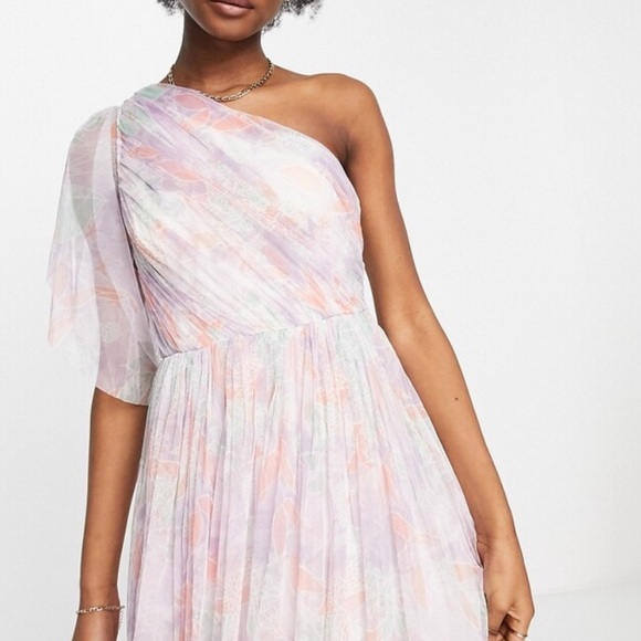 Anaya With Love ASOS Tulle One Shoulder Maxi Dress in Floral Print Size US 2 NWT - Picture 4 of 13